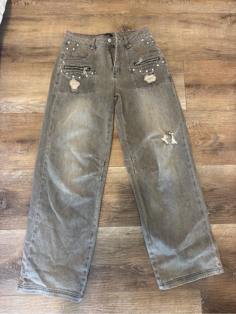 Outcast Distressed Wide-Leg Jeans Medium